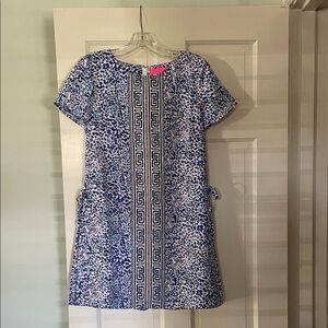 NWT-Lilly Pulitzer Blue and White Patterned Romper sz 6